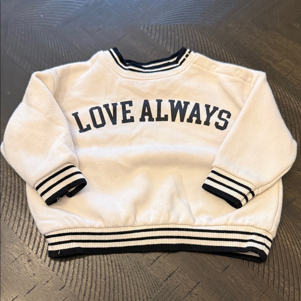 Cat & Jack “Love Always” Cream and Black Sweater - 3-6 months